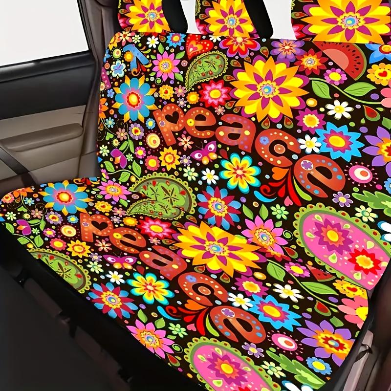 Uniwersalne Pokrowce na Fotele Samochodowe - Pogrubione Pełne Pokrycie z Żywym Wzorem Pokoju, Kwiatów i Motyli, Można Prać w Pralce