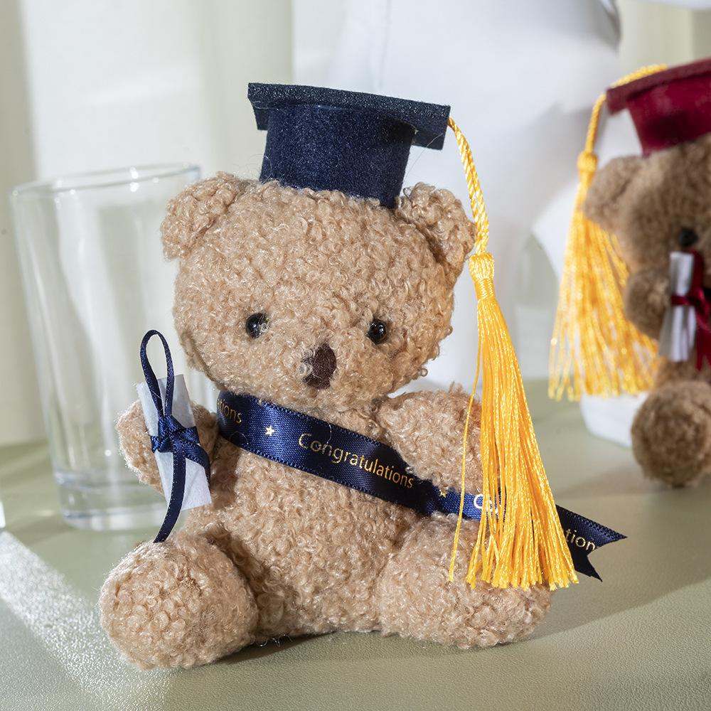Graduate Dr. Bear Plush Toy Small Sitting Teddy Bear Doll Pendant Boys Girls Students Graduation Birthday Gifts Home Decor