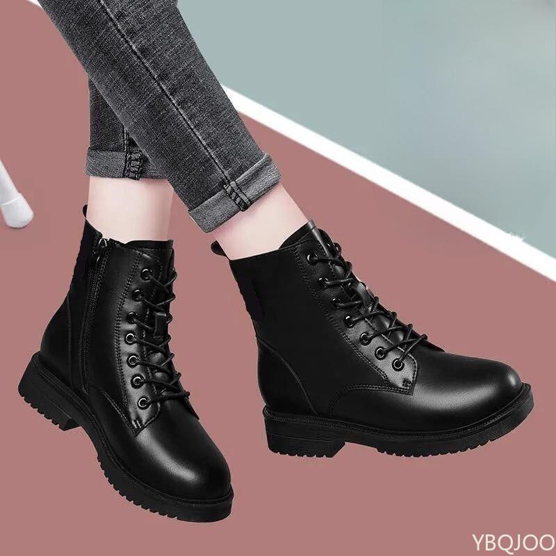 Fashionable versatile women's boots winter new Elegant simple comfortable thick square toe thick heel women short boots