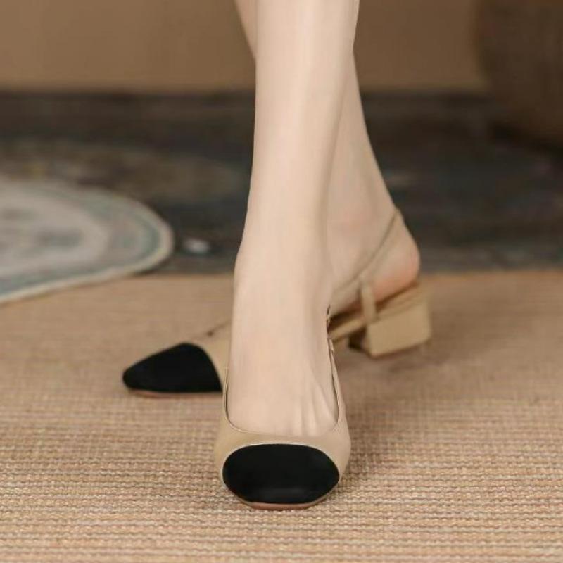 Fashion Summer New Fashion Low Square Heels Shoes Korean Color Matching Party Ladies Shoes Designer Chaussure Femme All-match Sandals