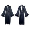 Light luxury Mao Mao decorative loose satin nightgown long lace-up V-neck bathrobe women's homewear 809