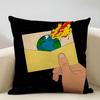 Planet Illustration Cushion Cover Household Decoration Linen Sofa Cushion Cover: Skin-Friendly & Breathable With Invisible Zippe