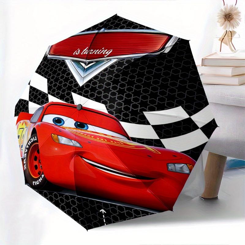 Lightning McQueen,Cars Movie Fully automatic themed umbrella - 8 ribs durable iron frame, tri-fold compact design, perfect as a gift, travel