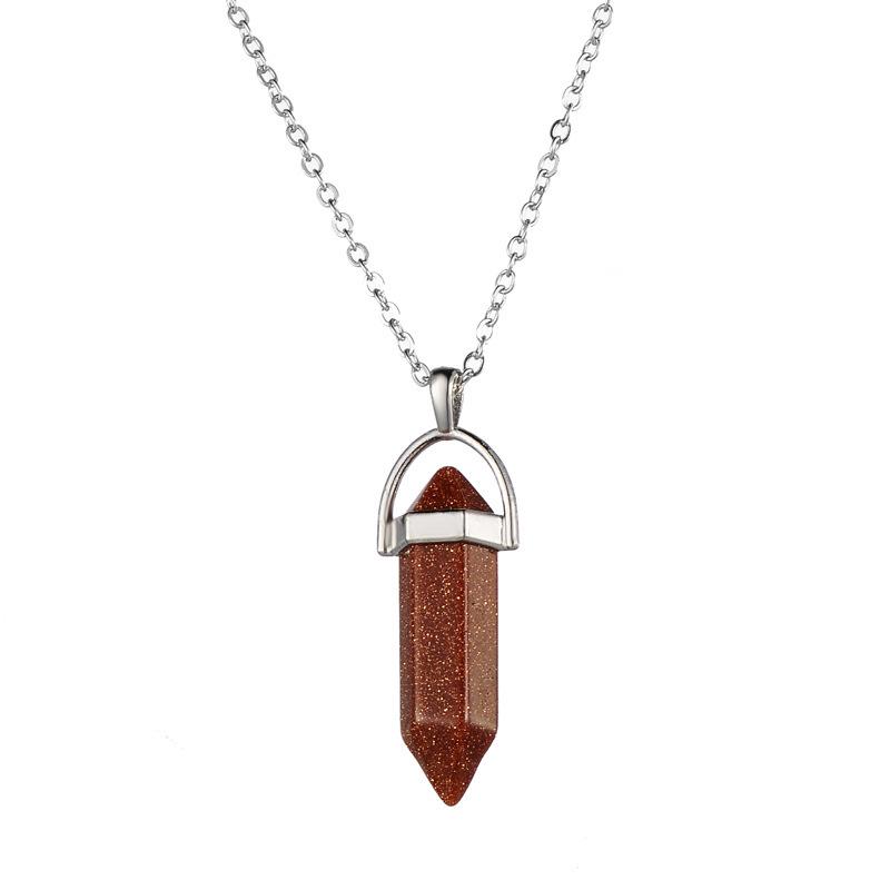 Elegant European & American Hexagonal Amethyst Crystal Necklace