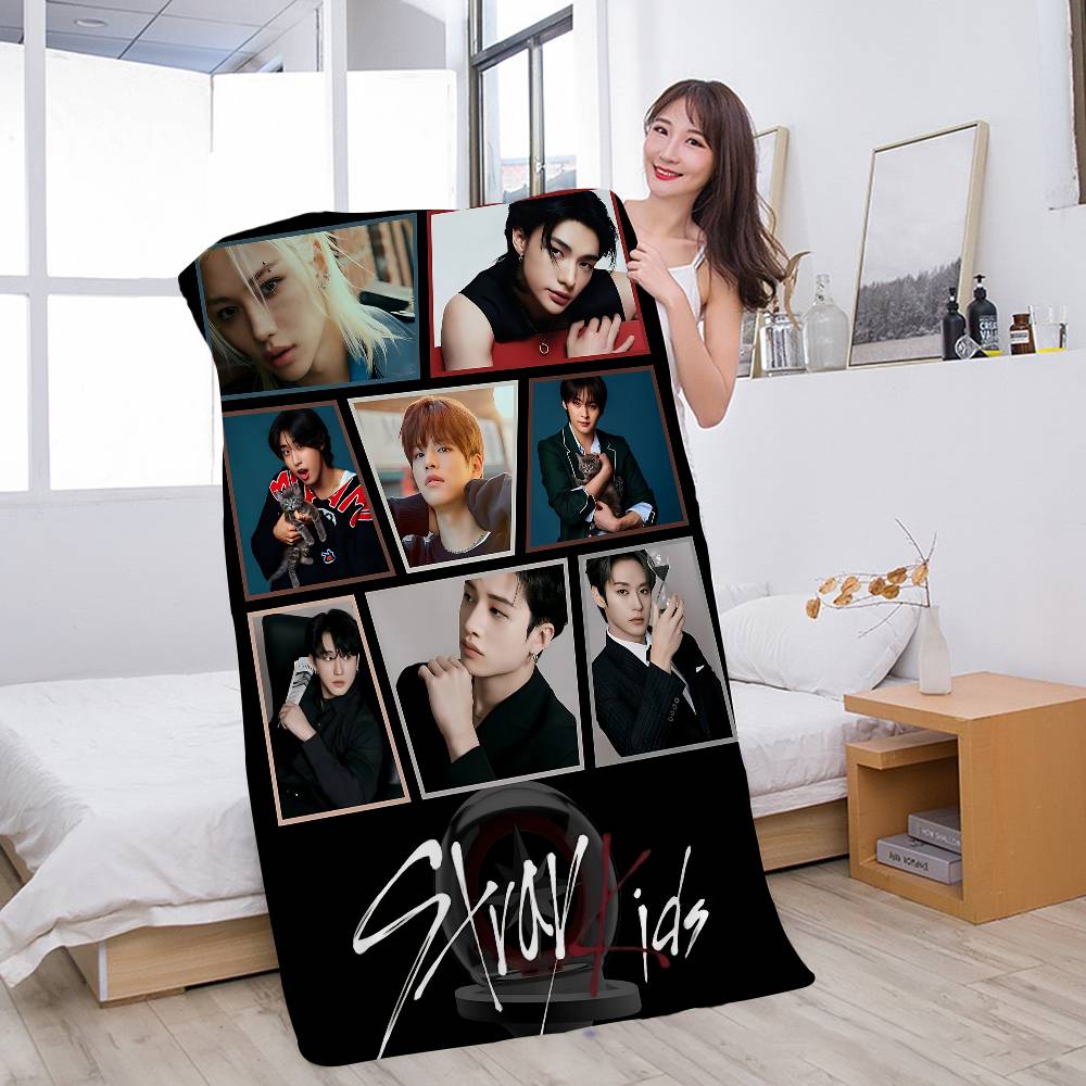 S-StrayS COOL K-Kids Kpop Microfiber Blanket Quick Drying Beach Towels Oversized Printing Super Absorbent Pool Towel Blanket