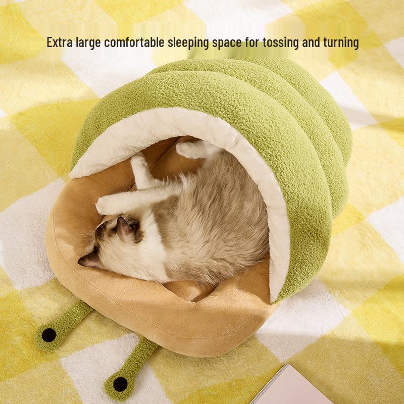 2024 Cozy Autumn/Winter Semi-Enclosed Snail Slipper Bed for Cats & Small To Medium Dogs