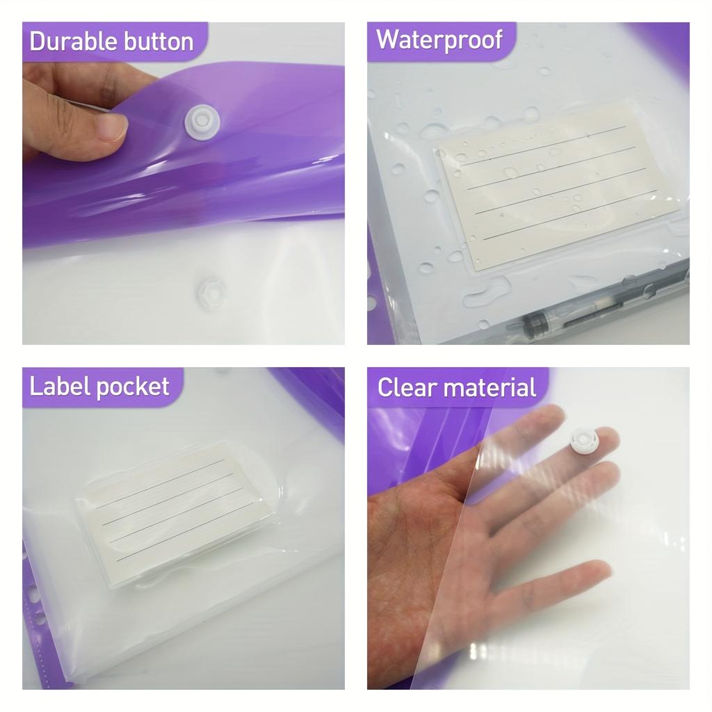 12pcs Wallets Document Expandable A4 Perforated Press Stud Closure Durable Plastic Ideal For Organizing Files And Labels Document Organization