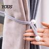 Secure Curtain Holders 1 Pair Tiebacks for Drapes, Adjustable Rope Tie Backs, Faux Easy Operate Fasteners Pearls Cord Buckle Holder Home Hotel Office