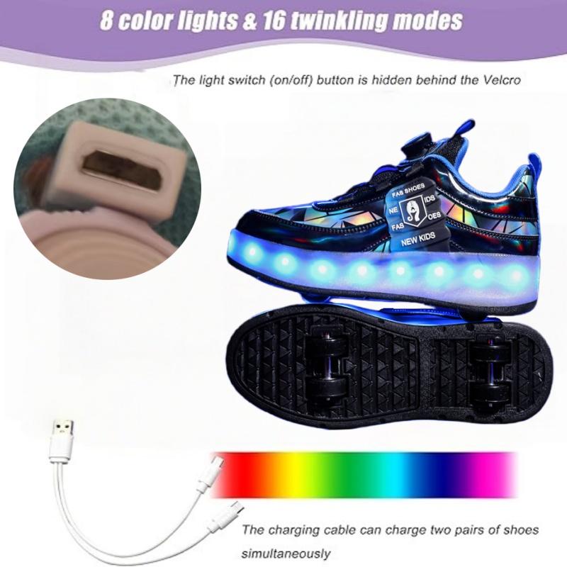 New Invisible Glowing Wheeled Skates Women's Kids Walking Skates Quad Wheel Removable Roller Skates Sporty and Stylish