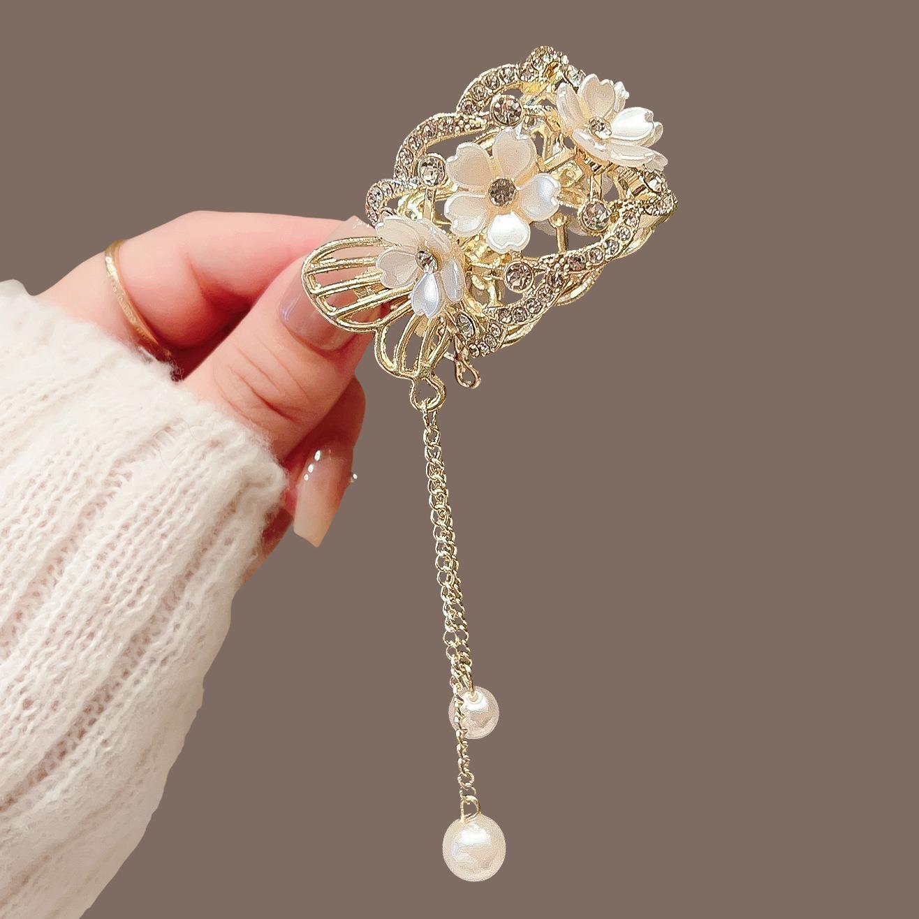 

1pc Luxury Lapis Lazuli Flower Water Diamond Hair Clip - A Daily Retro Hairstyle Essential for Elegance Tea Party Fashion