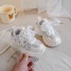 2025 autumn new baby sports shoes children's flowers bright diamond dad shoes soft sole non-slip little girl foreign tide