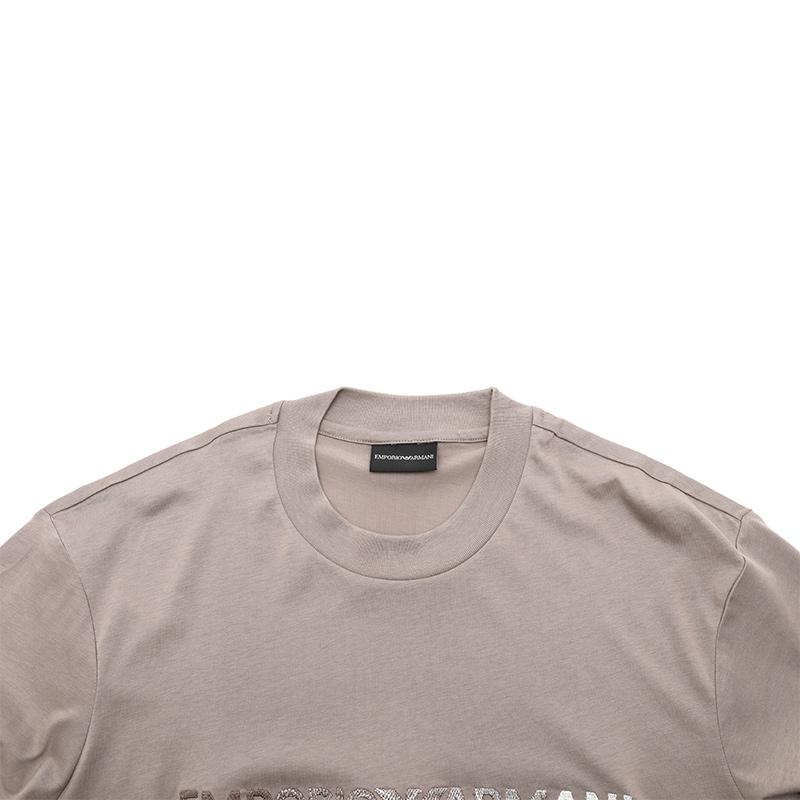 Emporio Armani SS24 Letter Logo Printed Round Neck Short Sleeve T-Shirt Men Tops Light-Brown 3D1TG3-1JPZZ-06G7