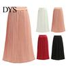 Indoor And Outdoor Wear Skirt Women Pleated Midi Elastic High Waist Solid Color for Smooth Outline Slimming Daily