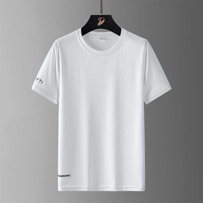 Large size ice silk short-sleeved t-shirt quick-drying breathable t-shirt men's summer new men's crew neck fat sports outdoor top