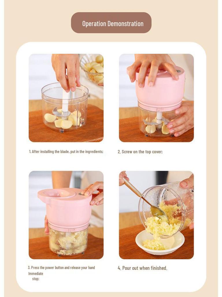 Compact Electric Food Processor: Mini Meat Grinder, Chopper, Mincer, Garlic Presser, and Baby Food Maker
