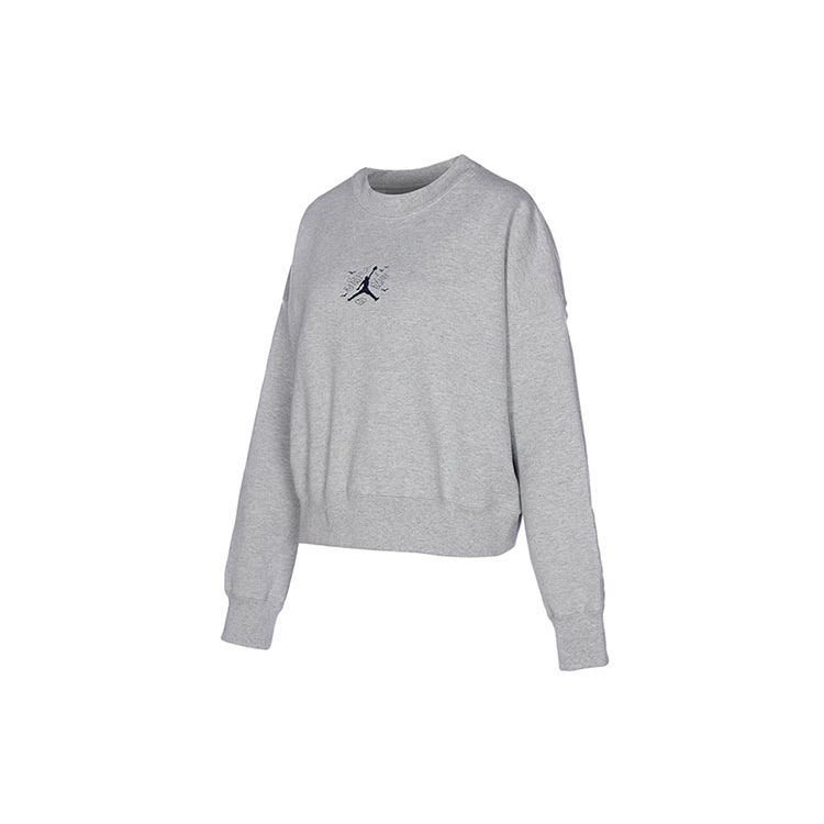 Jordan Logo Print Sport Long Sleeve Crew Neck Sweatshirt Women Tops Gray DQ0864-063