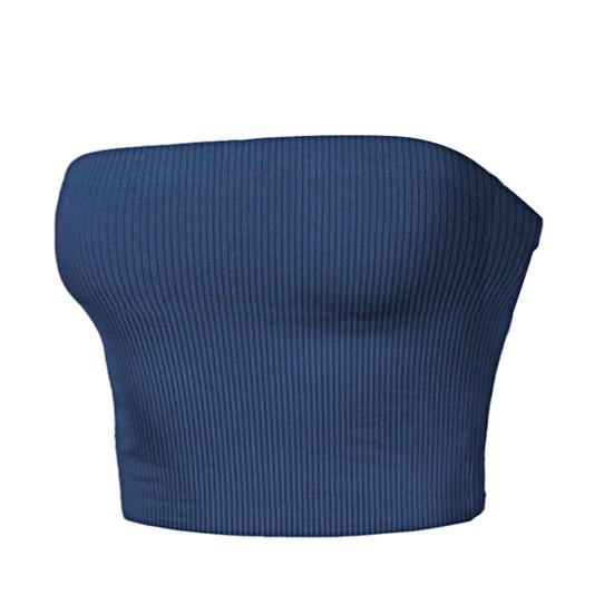 Women Ribbed Vest High Elasticity Anti-slip Bandeau Strapless Sleeveless Backless Tank Top Sweat Absorption Quick-drying Cropped Top