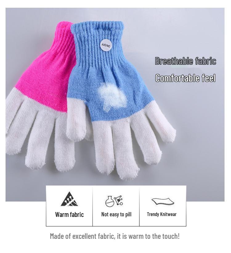 LED Multicolor Light-Up Fingerless Gloves for Halloween & Christmas - Flashing White Knit for Adults & Kids