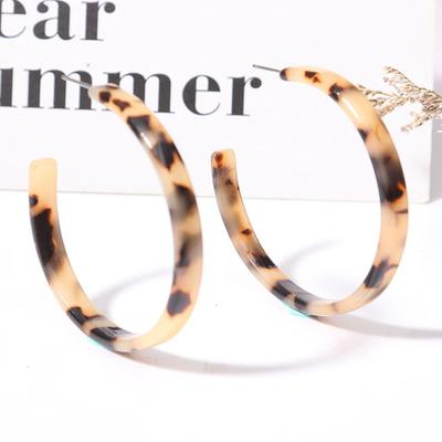 Korean Acrylic Hoop Earrings For Women Vintage Statement Resin Leopard Print Circle Hoops Alloy Big Earrings Fashion Jewelry
