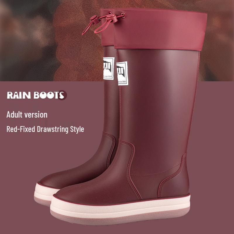 Wasserdichte Mid-Calf Anti-Rutsch Stiefel mit Kordelzug für Alle Jahreszeiten - Eltern-Kind-Stil Japanische Gummistiefel für Männer