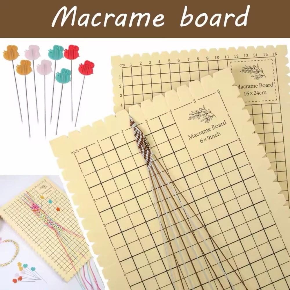 DIY Craft Thick Foam Macrame Board and Pins Kit 6x9in Portable Grid Board Fixed Reusable Knotting Board DIY Craft
