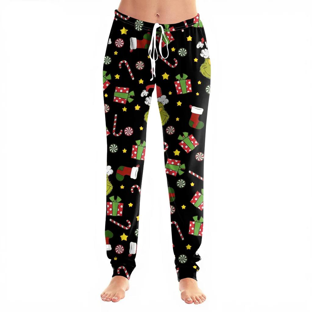 Women's Christmas Print Cuffed Jogger Pants with Pockets Casual Pants