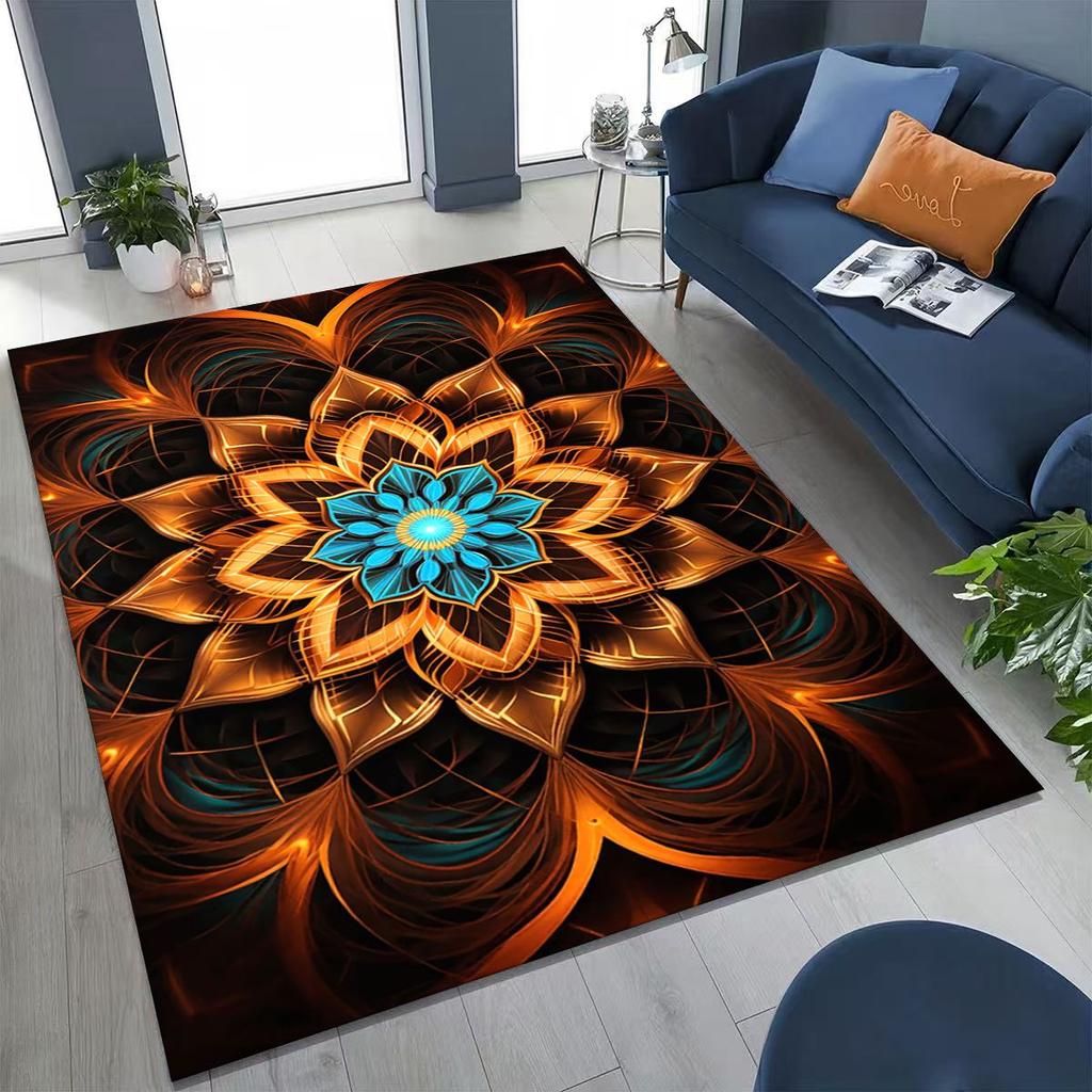2026 Regenbogen Mandala Blume Chakren Yoga Bohemia Kunst Teppich für Schlafzimmer Wohnzimmer Sofa Zuhause Fußmatte Dekor, Kinder rutschfeste Bodenmatte