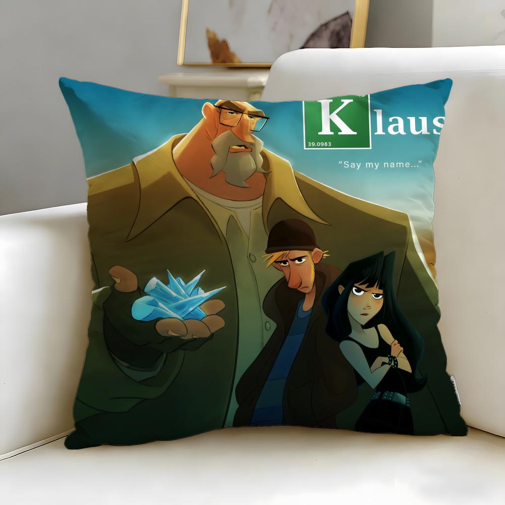 classic animated movie Klaus Cushion Cover Soft EasyWash Pillow Case Versatile for Couch Bed Travel and Office