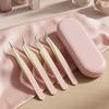 False Eyelash Tweezers for Eyelash Extension Stainless Steel Tweezers with Curved And Elastic Handle Makeup Eyelash Tool for Professional Makeup
