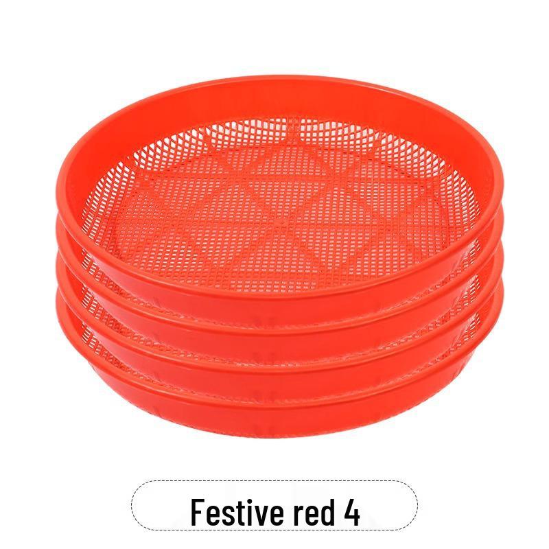 Plastic Round Sieve Winnowing Basket - Household & Commercial Fine Mesh Filter for Drying and Sifting Rice & Vegetables - Imitation Bamboo Weaving