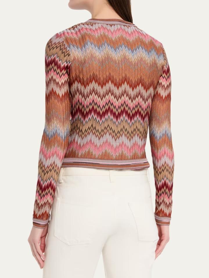 2026 Women's Retro Ethnic Wave Stripe Jacquard Cardigan Sweater