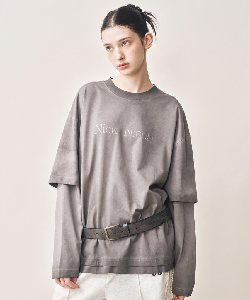 Nigaennikol Nicole Destroyed Layered Long Sleeve Top_Gray