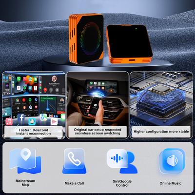Android 13 CarPlay Smart Ai Box Wireless CarPlay Android Auto Adapter with RGB Light For Netflix YouTube Car Intelligent Systems