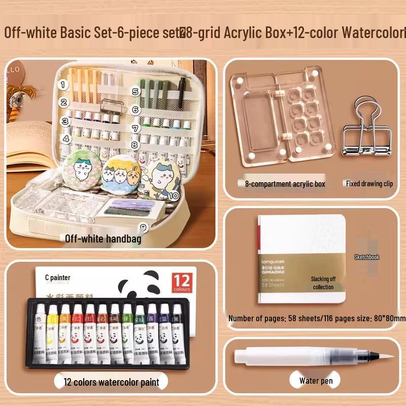 Portable Watercolor Sketch Set: Mini Paint Box, Storage Bag & Travel Journal