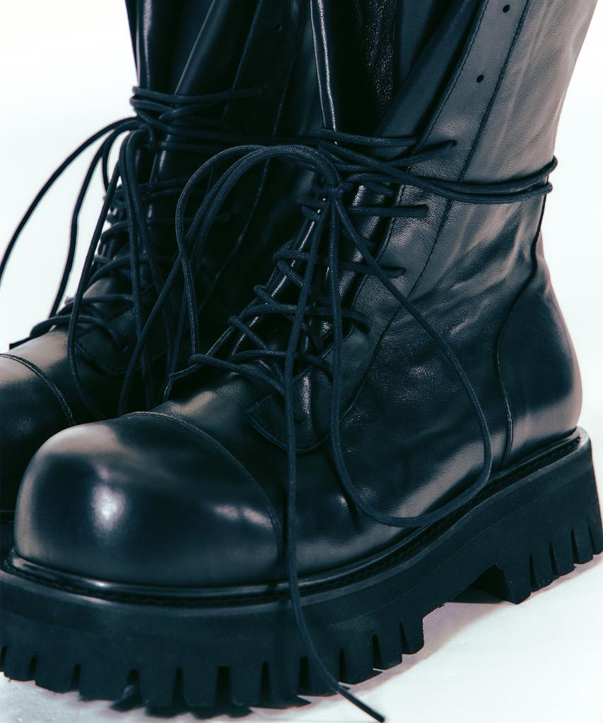 Lanarchive [5010] Mono Cow Leather Long Boots