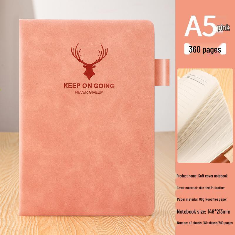 A5 Sheepskin Leather Business Notebook – Thick, Soft Cover for Meetings & Records