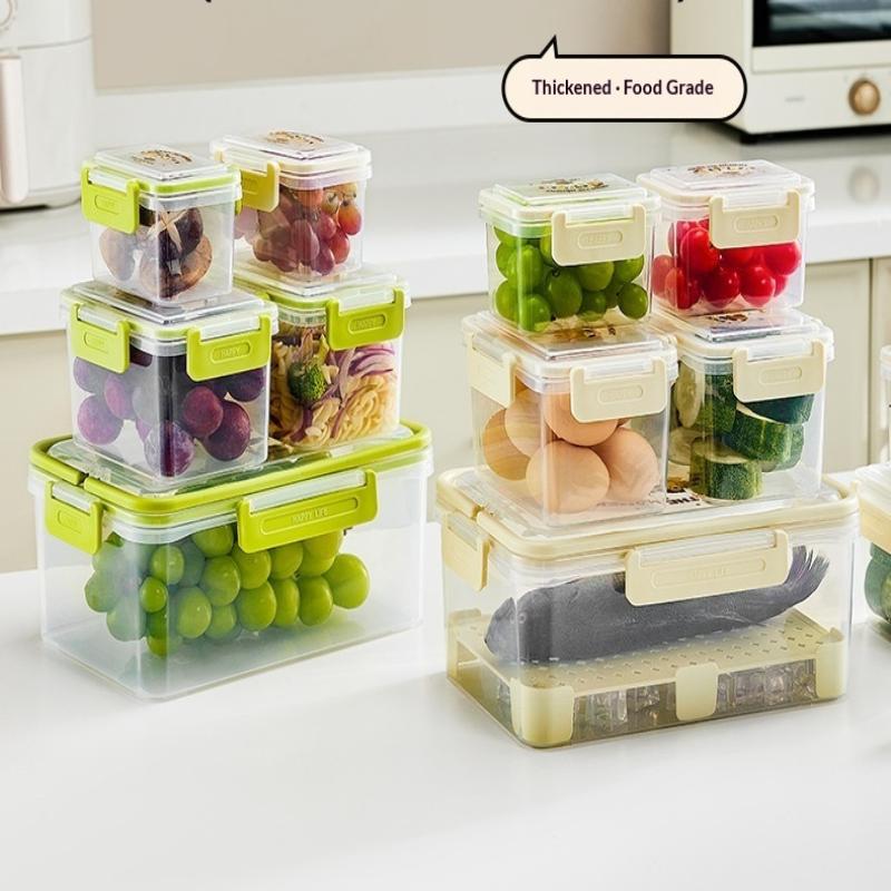 Heat Resistant Plastic Lunch Box Kitchen Fry Microwave Se Food Container Fruit Storage Shed Box Rectangular Divided Lid