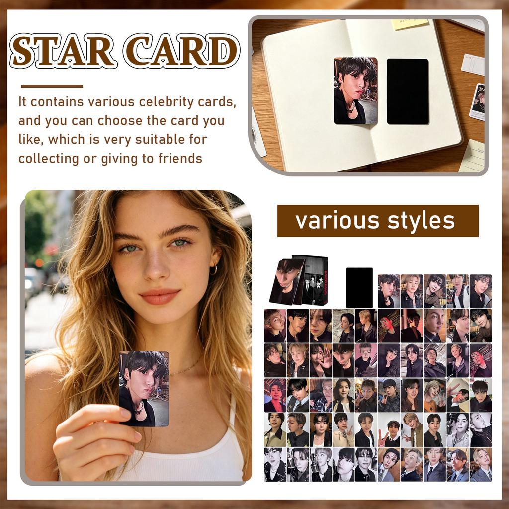 55pcs Kpop Photo Card Set Boxed with Various Member Portraits for Collectors and Fans Gift Collection