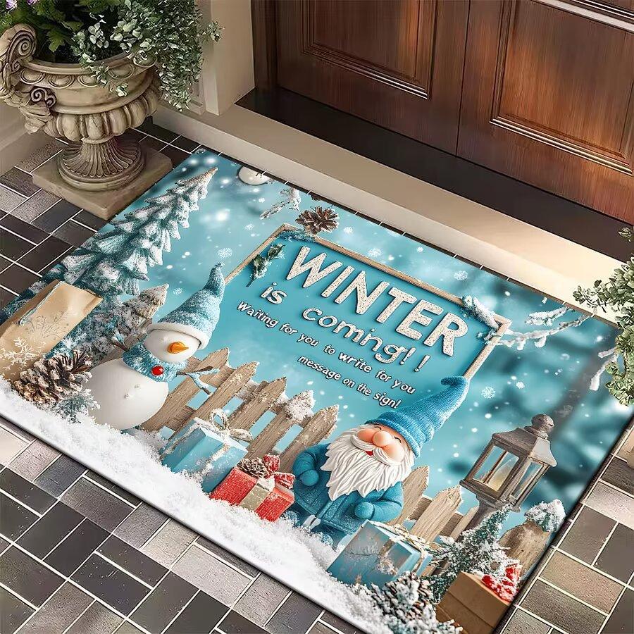 Christmas Welcome Doormat, Durable and Easy To Clean, Entryway Door Mat, Holiday Decorative Floor Mat, Home Decor