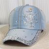 Rhinestones Baseball Hat Fashion Denims Hat Retros Street Hat Sunshades Hat for Women and Men