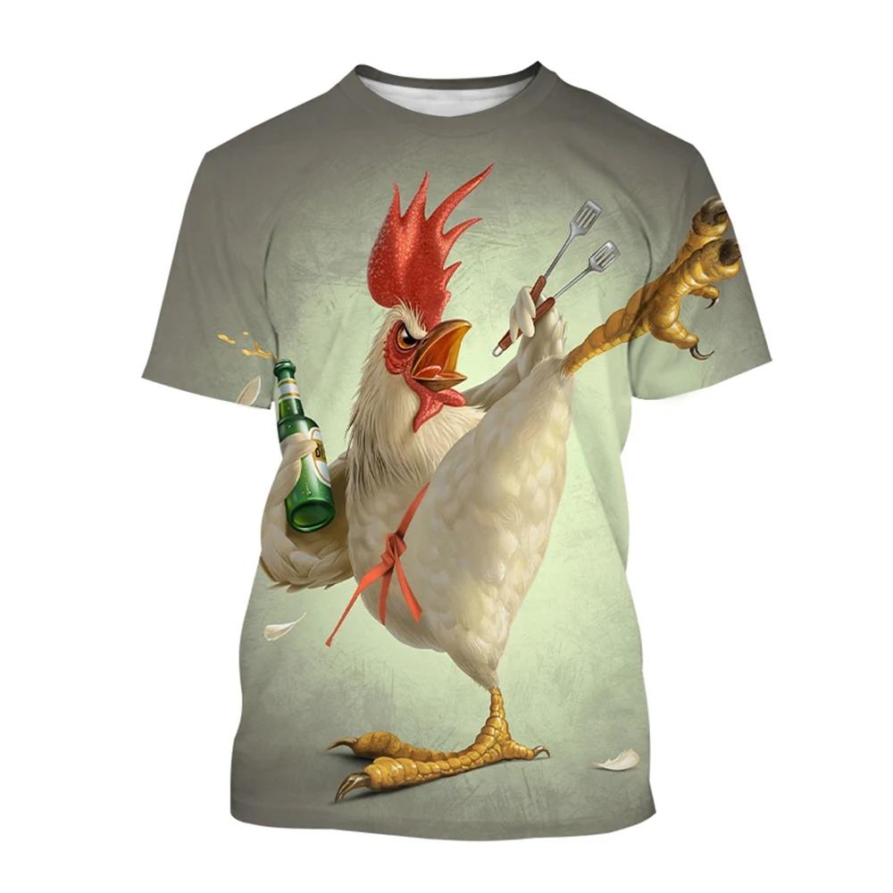Fashion Chicken Graphic 3D Printing Men's T-shirt Funny Anime Chicken Casual Short Sleeve Tees Tops Women Clothing