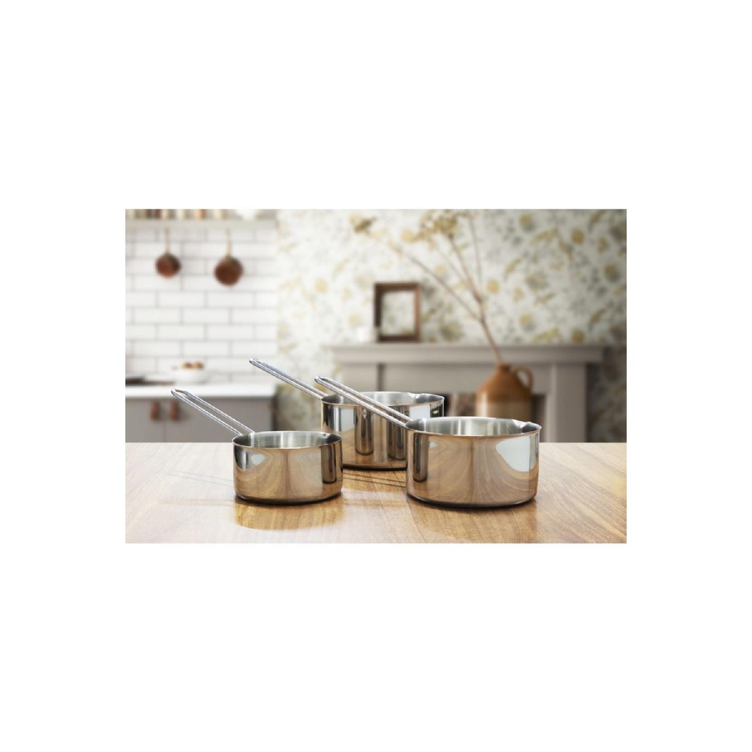 

3 Piece Steel Milk Jug Sauce Bowl Set Stainless Kacerola 12-14-16 Cm