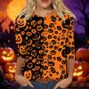 Women's Casual Halloween Print 3/4 Sleeve Round Neck Top for Holiday Party