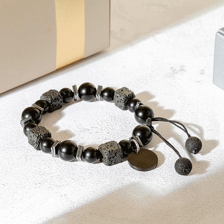 Men’s High-End Adjustable Braided Obsidian & Retro Volcanic Stone Bracelet