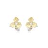 Retro Simple Color Matching Zircon Diamond Flower Earrings, Light Luxury High-End Metal Style Fashion Temperament Stud Earrings Women