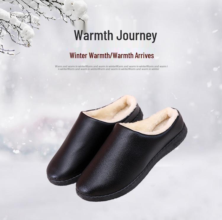 Women's Waterproof Non-Slip Winter Shoes - Comfortable Leather Slippers for Mid-Aged & Elderly