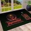 Jagermeister Logo Cervo Emblema Bottiglia di Liquore Area di Stampa Verde Scuro Tappeto Tappeto Rettangolare Antiscivolo Stile Bar Man Cave Stanza dei Giochi Tappeto per Arredamento Casa
