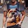 3D Puppy Pattern Printed Short Sleeved Summer Breathable Round Neck Top Men's T-shirts