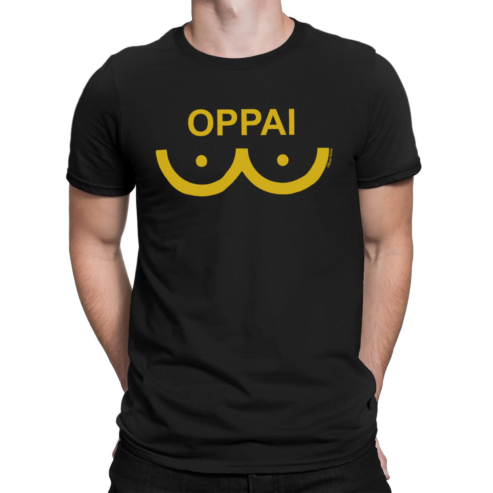Mens Anime OPPAI T-Shirt Funny Boobs Japanese Manga Breasts Gift Clothes S разноцветный