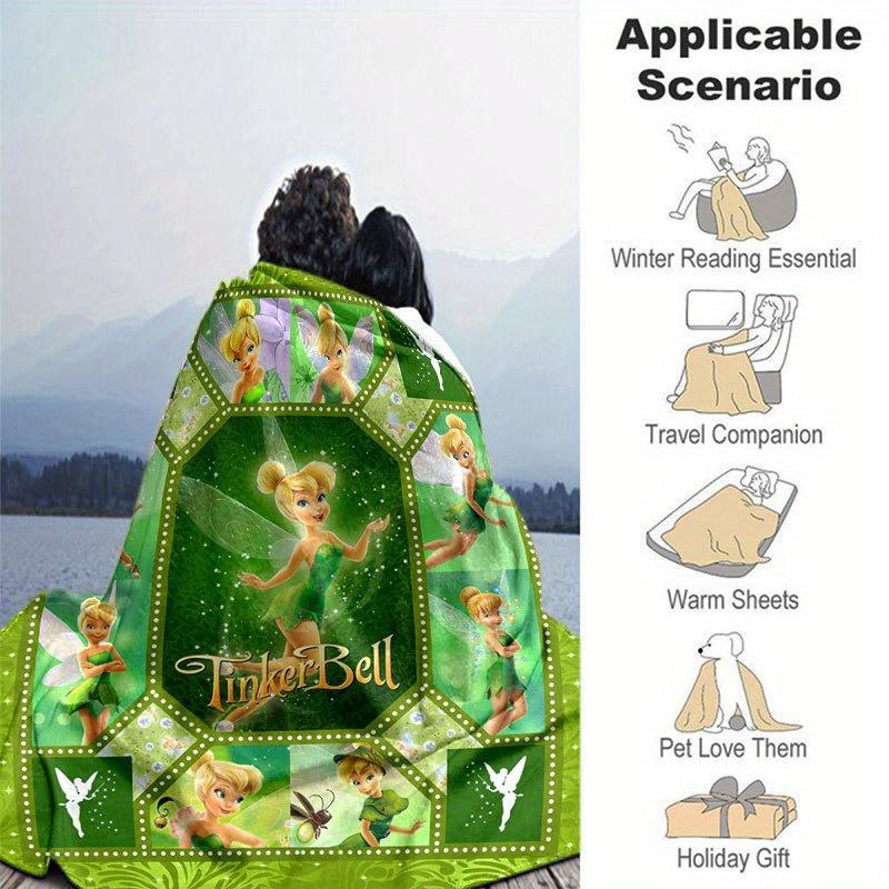 Manta de Campanilla Ultra Suave, Cálida, Acogedora para Sala de Estar, Sofá, Accesorio de Viaje para las Cuatro Estaciones Personaje de Dibujos Animados Lindo Decoración del Hogar